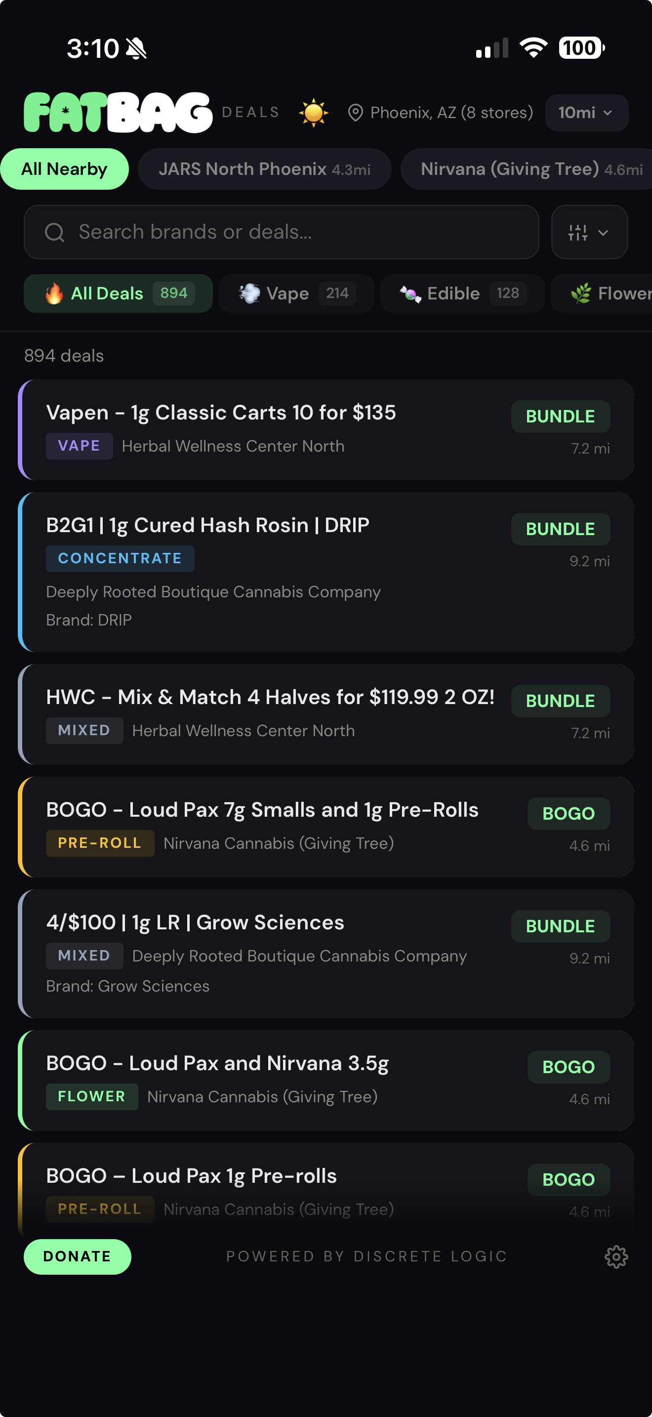 FatBag category filter view