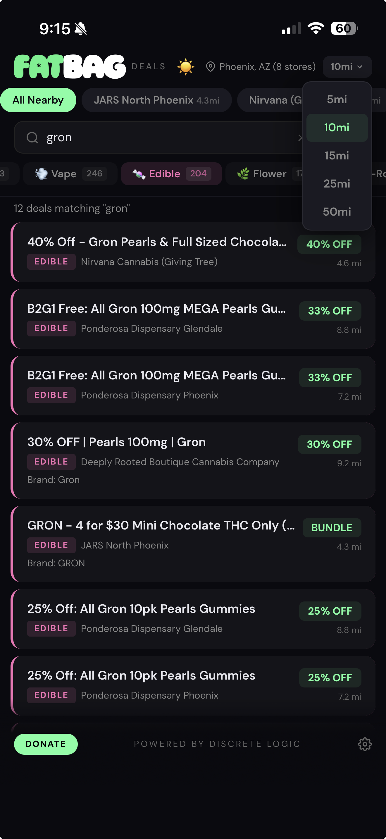FatBag All Deals view